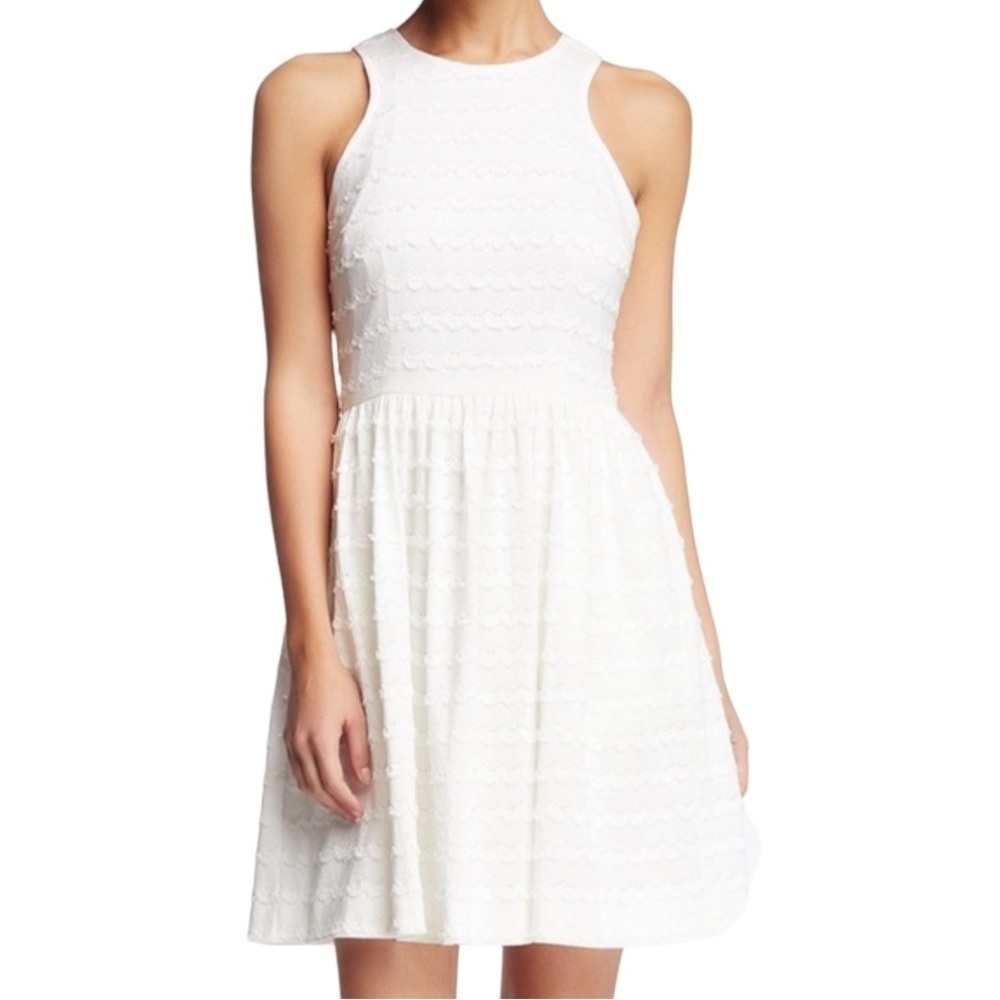 Trina Turk April Eyelash Fringe Trim Fit And Flare Dress Size 0